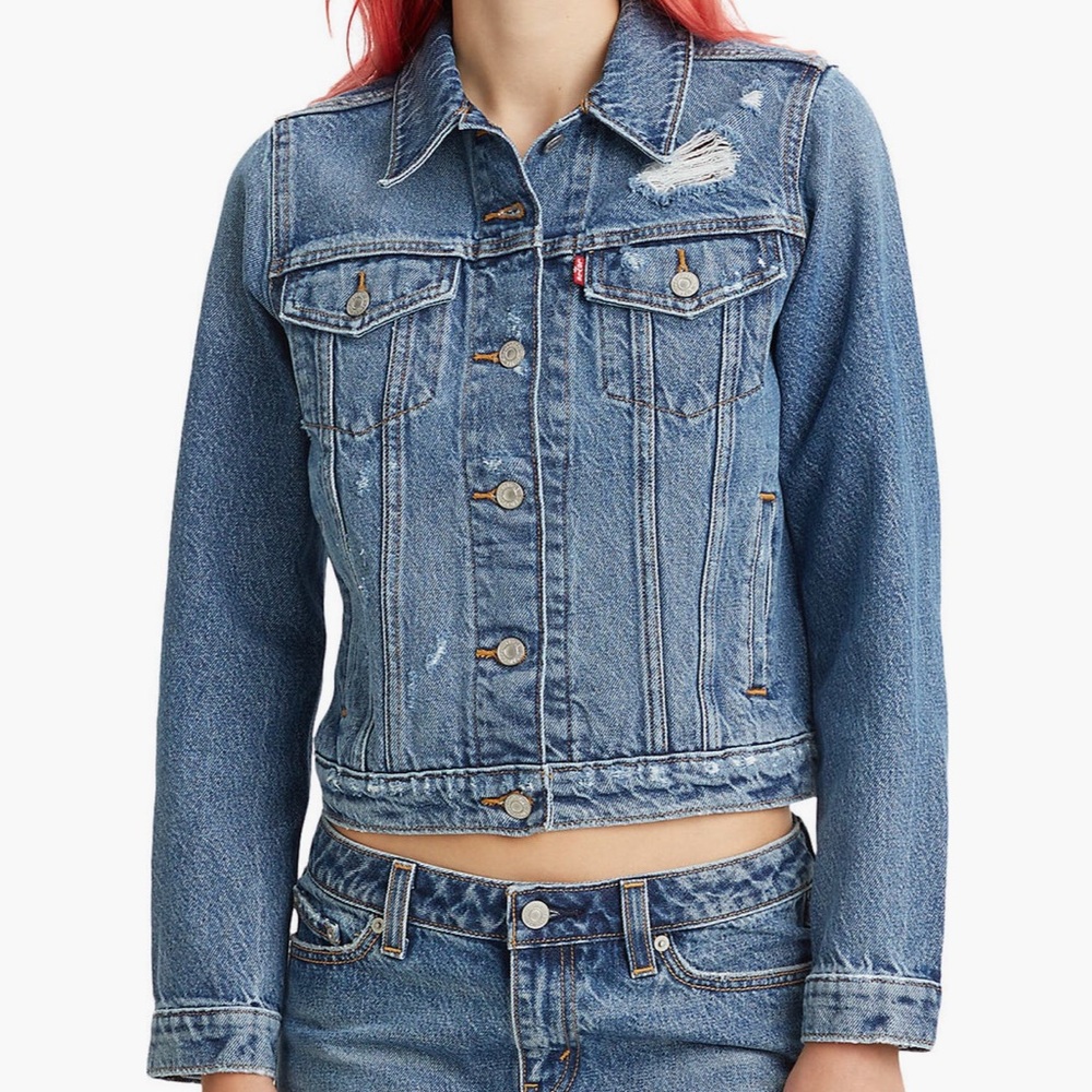Levis Original Destroyed Womens Trucker Denim Jacket